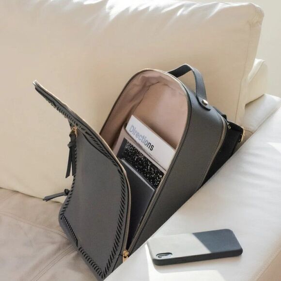 Like New CALPAK Kaya 15 inch Pink Interior Charcoal Grey Laptop Backpack - Picture 4 of 13